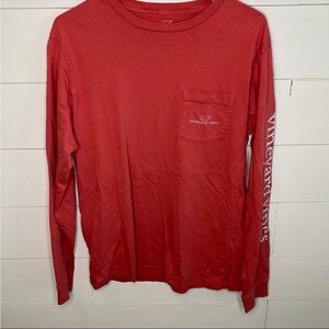 Vineyard Vines Red Long Sleeve Tee with Crew Neck